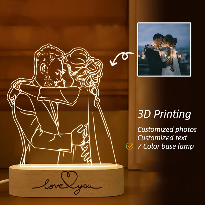 Personalized 3D Photo Lamp Night Lamp Text Wedding Anniversary Birthday Christmas 3D Night Light