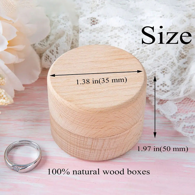 Personalized Rustic Engagement Ring Box Wedding Round Wooden Ring Box