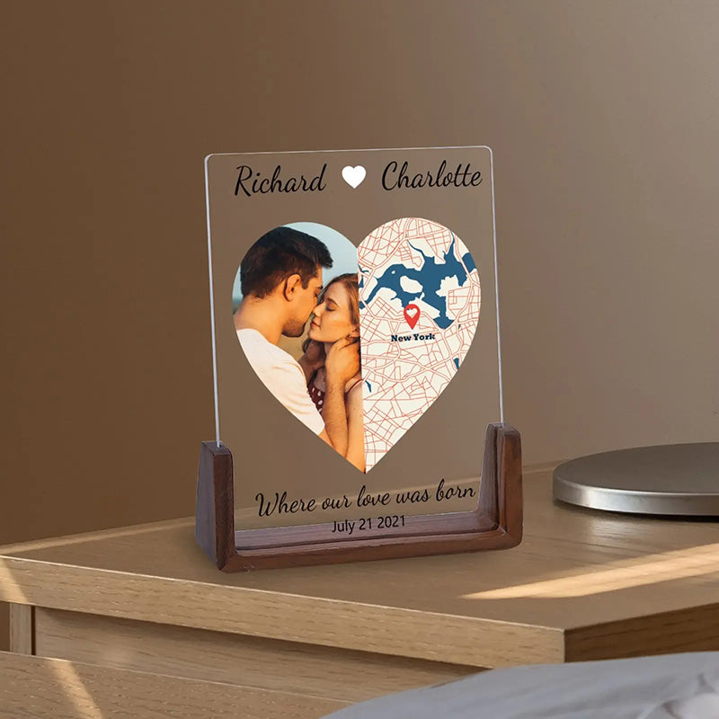 Personalized Map Anniversary Picture Frame for Him Her