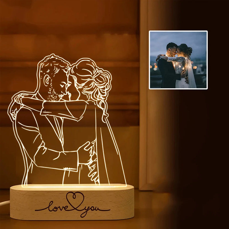 Personalized 3D Photo Lamp Night Lamp Text Wedding Anniversary Birthday Christmas 3D Night Light