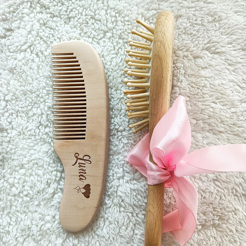 Engraved personalised wooden hairbrush Customized Bridesmaids Hair Comb Gifts