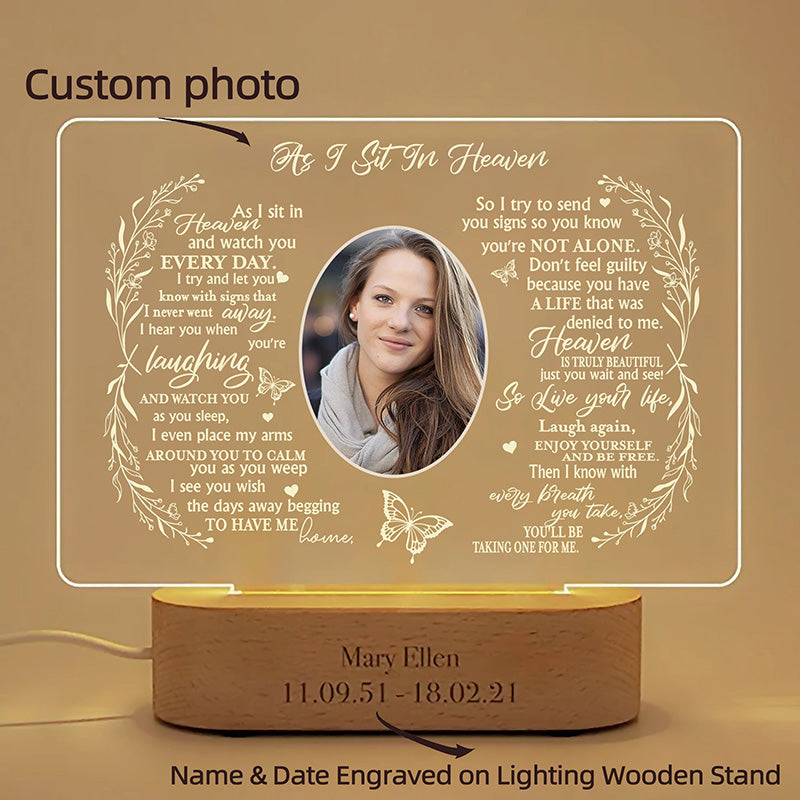 Personalized Unique Sympathy Gift For Custom In Memory of Loved Light Up Picture Frames