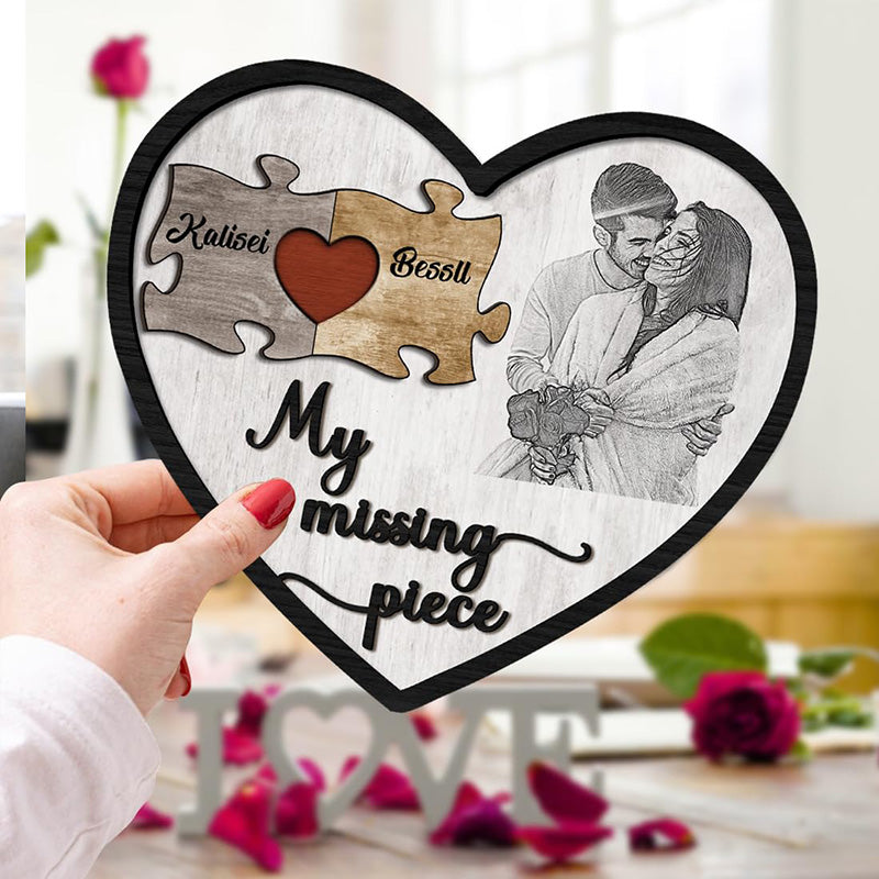 Personalized My Missing Piece Couple Picture Frames Custom Name Puzzle Sign Couple Puzzle Plaque