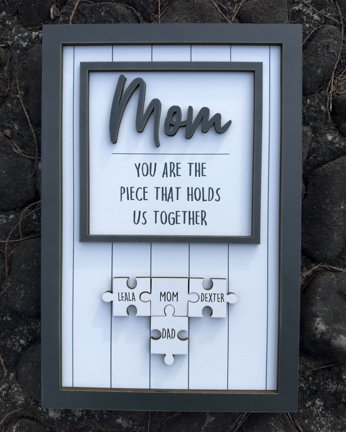 Mom Puzzle Sign Gift from Kids Husband Custom Engraved Wood Sign