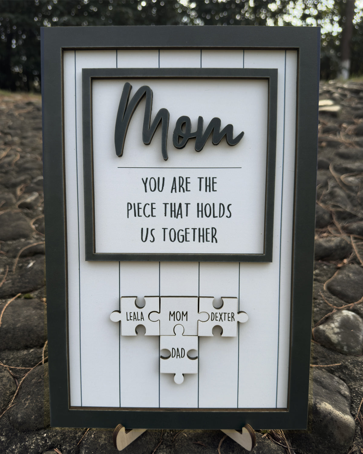 Mom Puzzle Sign Gift from Kids Husband Custom Engraved Wood Sign