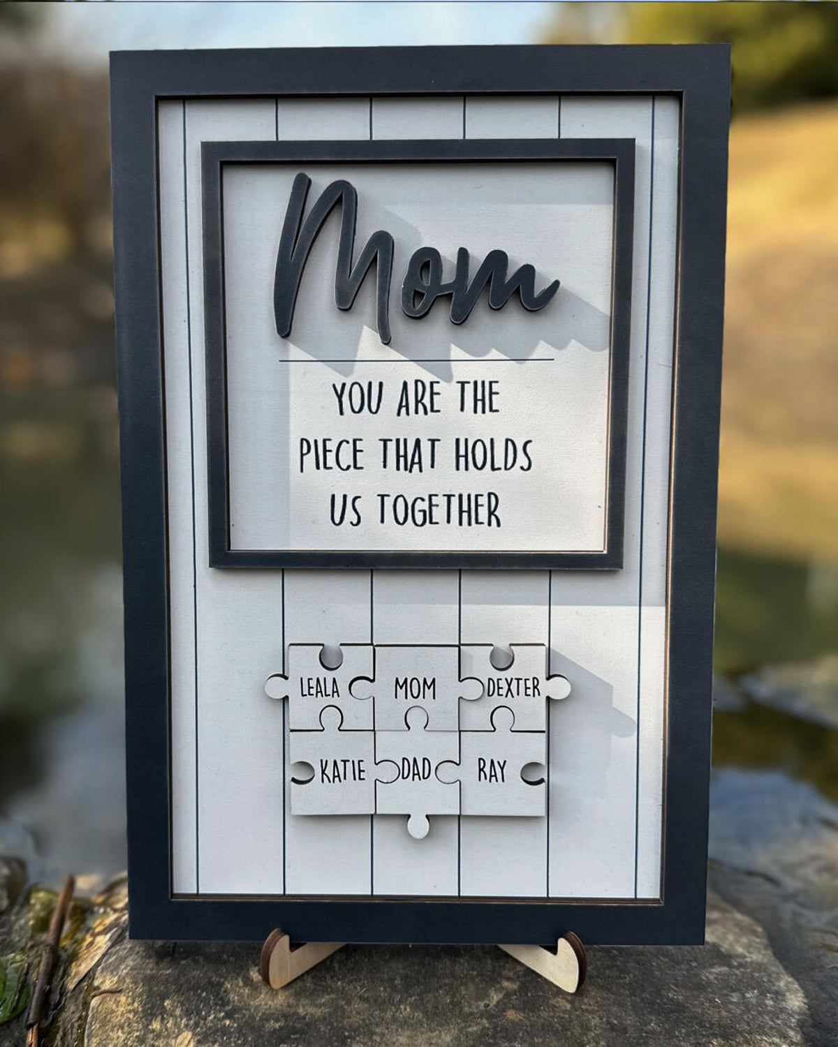 Mom Puzzle Sign Gift from Kids Husband Custom Engraved Wood Sign