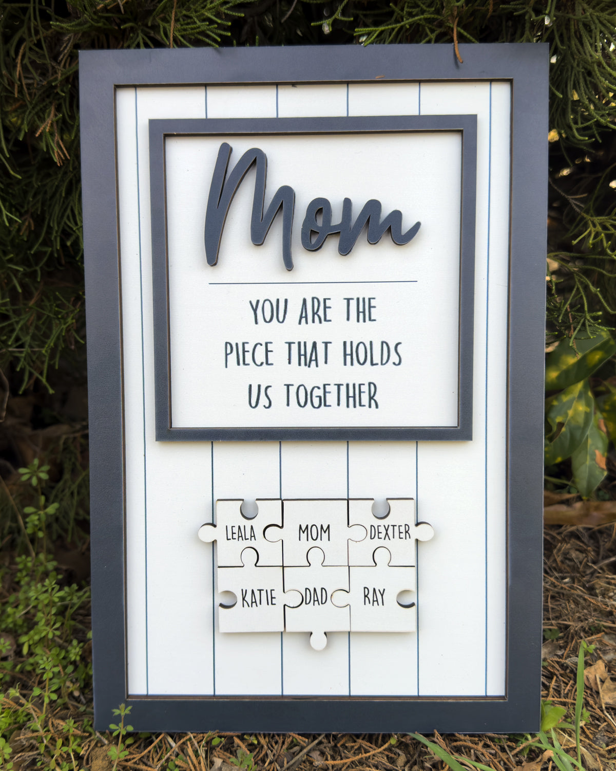 Mom Puzzle Sign Gift from Kids Husband Custom Engraved Wood Sign