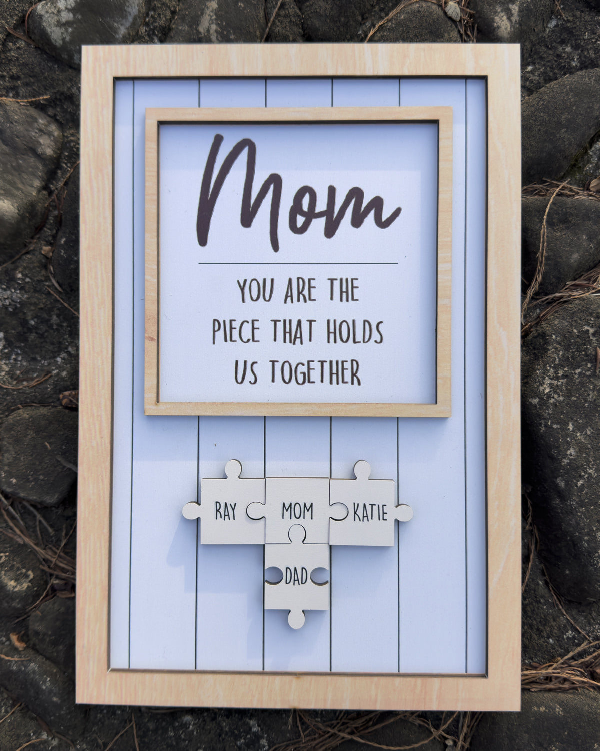 Mom Puzzle Sign Gift from Kids Husband Custom Engraved Wood Sign