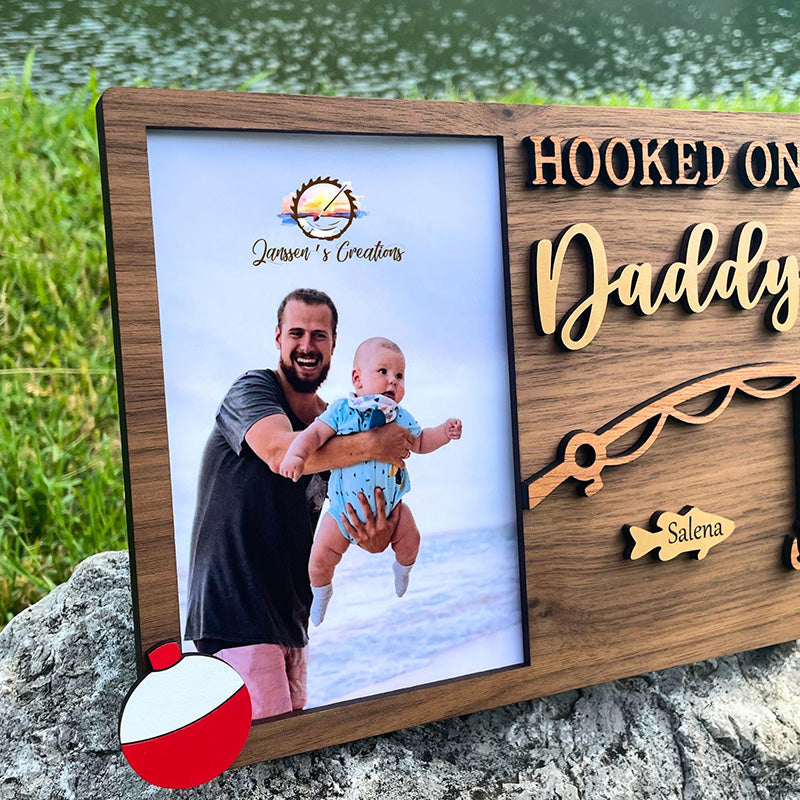 Hooked On Daddy Picture Frame, Father's Day Gifts, Hooked on Papa, Personalized Gift,