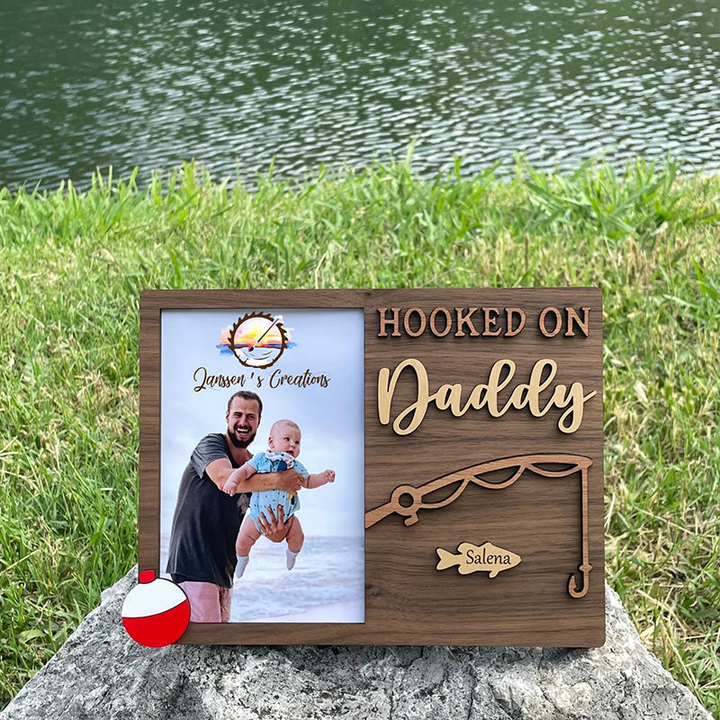 Hooked On Daddy Picture Frame, Father's Day Gifts, Hooked on Papa, Personalized Gift,