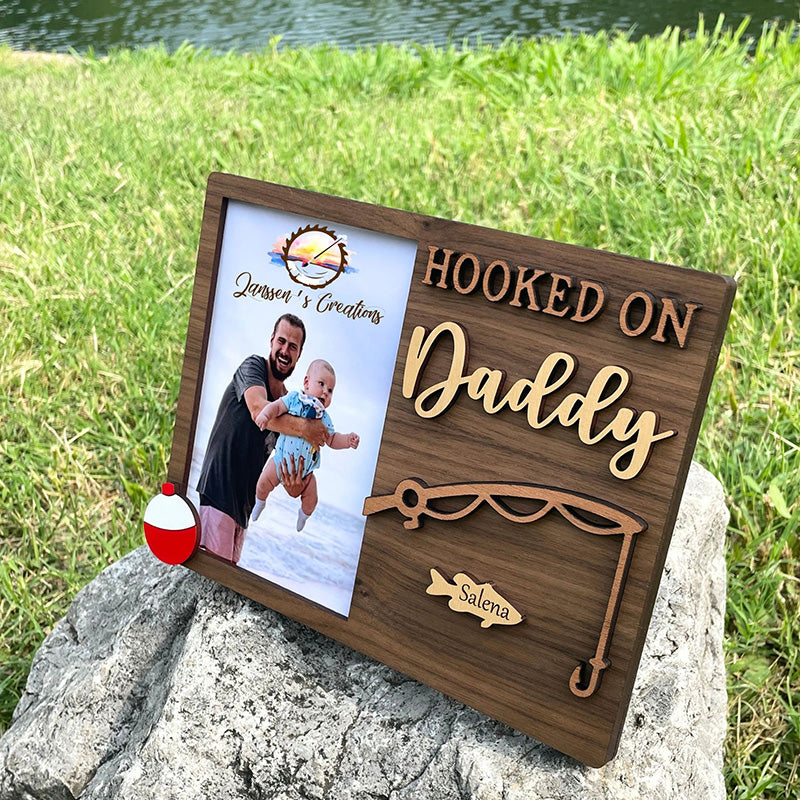 Hooked On Daddy Picture Frame, Father's Day Gifts, Hooked on Papa, Personalized Gift,