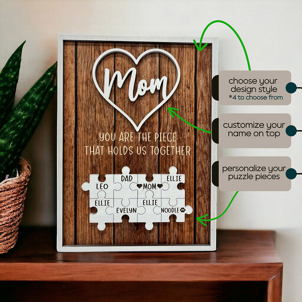 Custom Puzzle Piece Mom Sign