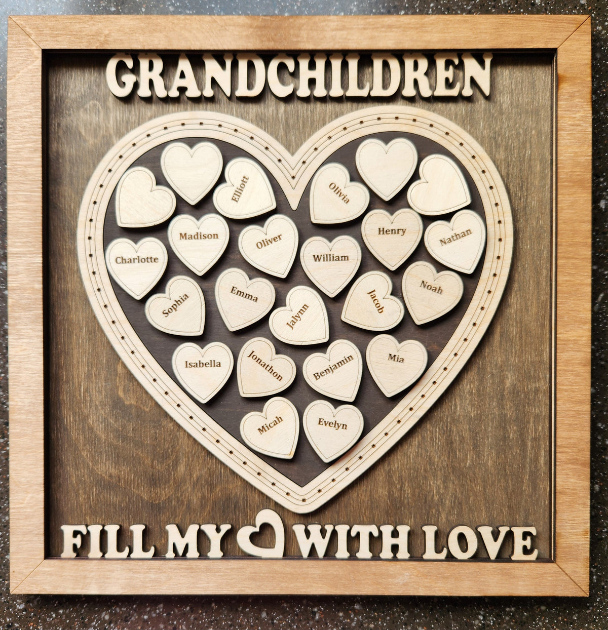 Family Heart Sign - Mother's Day - Grandma - Grandchildren - Wooden Sign perfect for Mothers Day