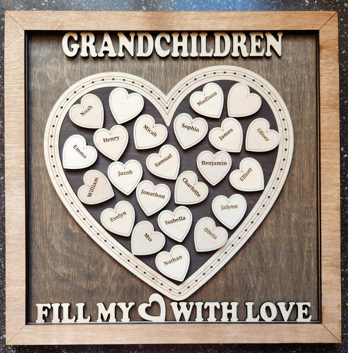 Family Heart Sign - Mother's Day - Grandma - Grandchildren - Wooden Sign perfect for Mothers Day