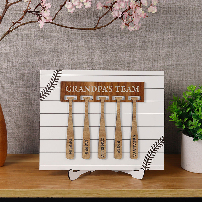 Personalized Baseball Grandpa 3D Sign, Grandpa's Team Baseball Family Home Decor