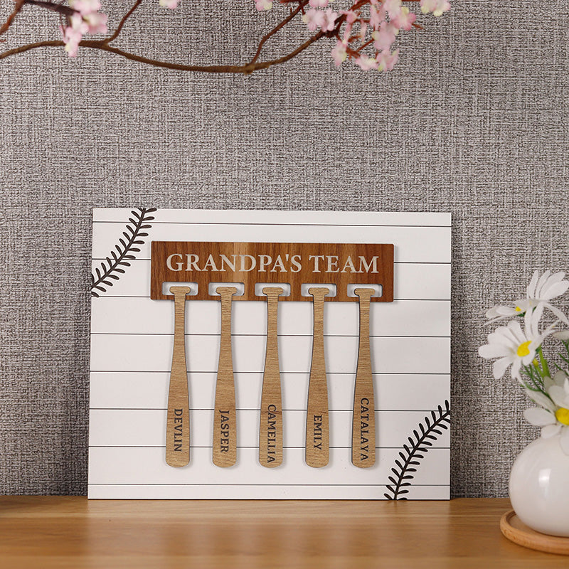 Personalized Baseball Grandpa 3D Sign, Grandpa's Team Baseball Family Home Decor