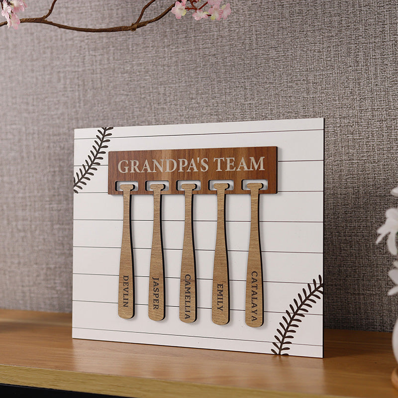 Personalized Baseball Grandpa 3D Sign, Grandpa's Team Baseball Family Home Decor