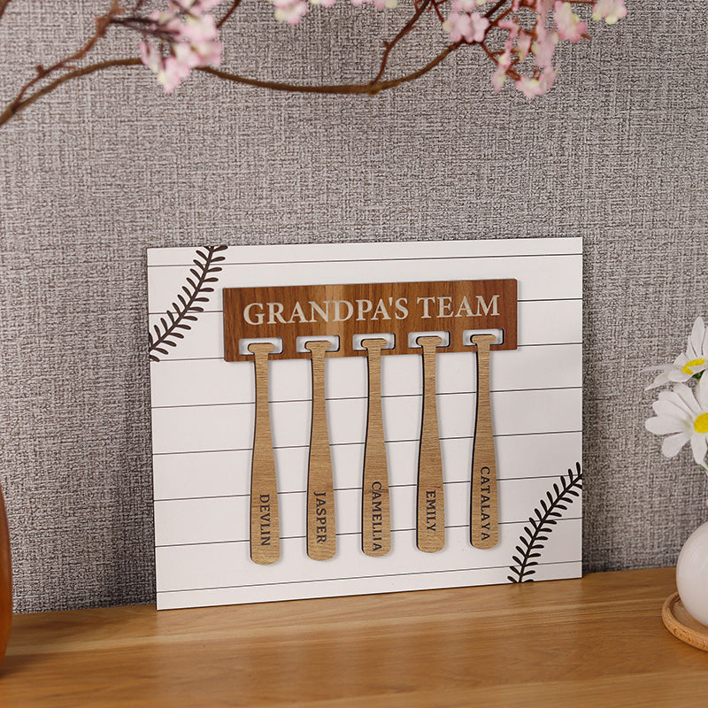 Personalized Baseball Grandpa 3D Sign, Grandpa's Team Baseball Family Home Decor