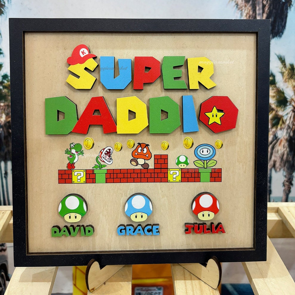 Father's Day Wooden Sign, Personalized Dad Sign, Super Daddio Wooden Sign