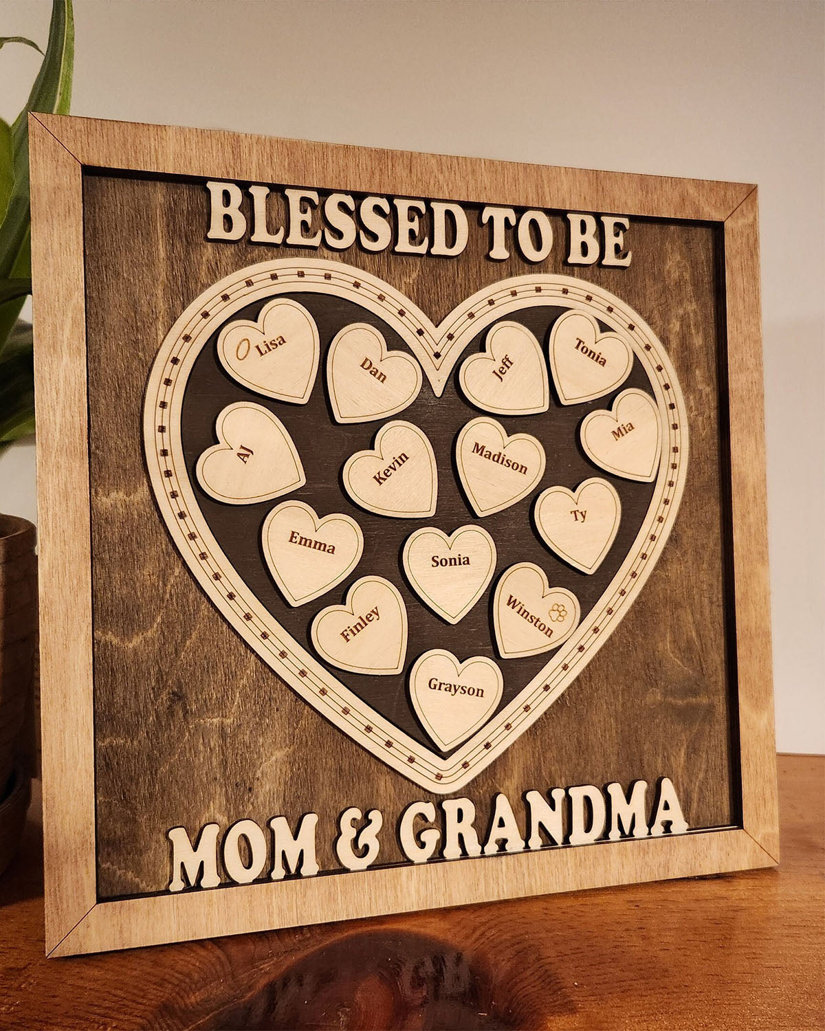 Family Heart Sign - Mother's Day - Grandma - Grandchildren - Wooden Sign perfect for Mothers Day